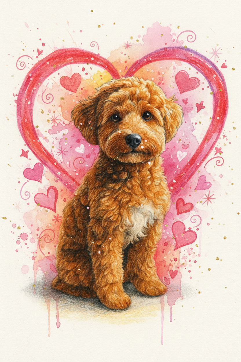 Valentine Splash Pet Portrait | Colorful Love Art