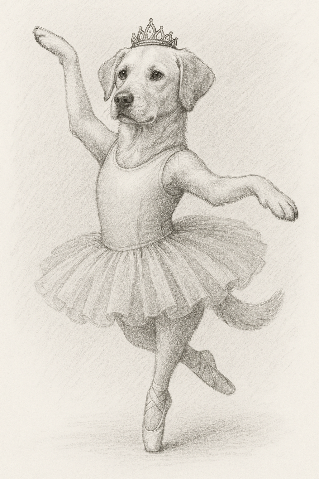 Tutu Cute – Ballerina Pet Drawing in Pencil Style