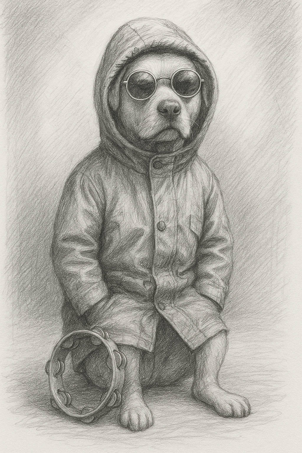 🕶️ Don’t Look Bark in Anger – OASIS Pencil Pet Portrait