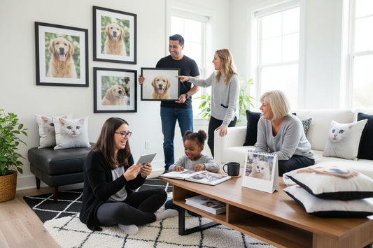 pet portrait gallery, family home, creative decor