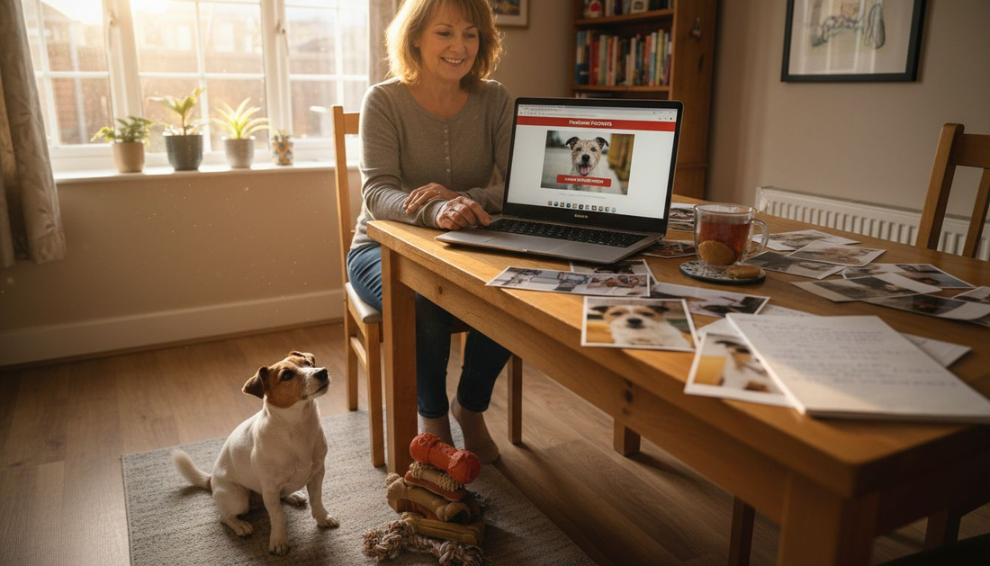 UK pet owner ordering dog portrait online