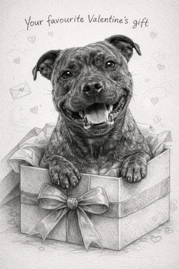 Valentine Pet Portrait | Romantic Dog & Cat Art