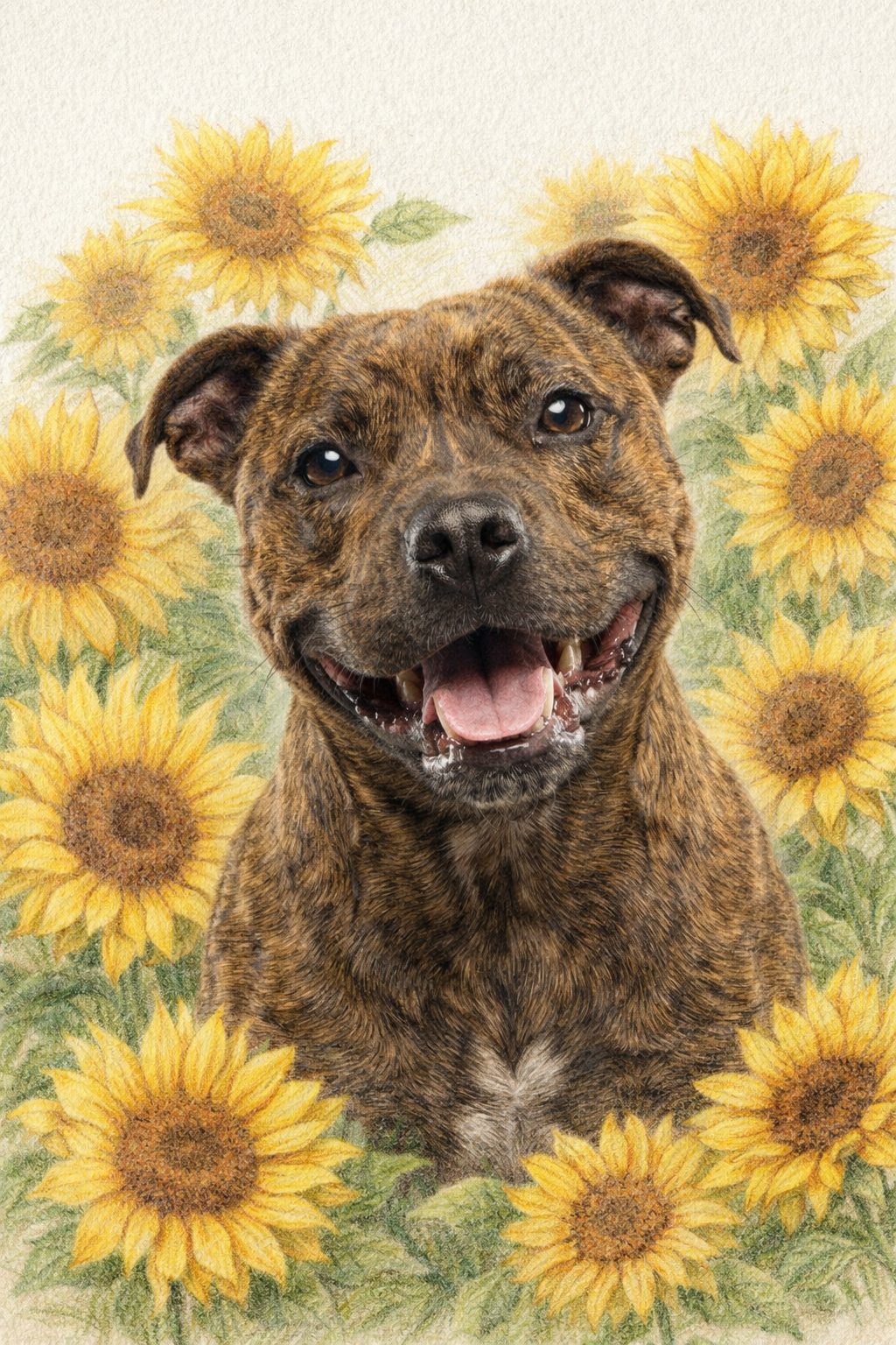 Sunflower colour pencil pet portrait