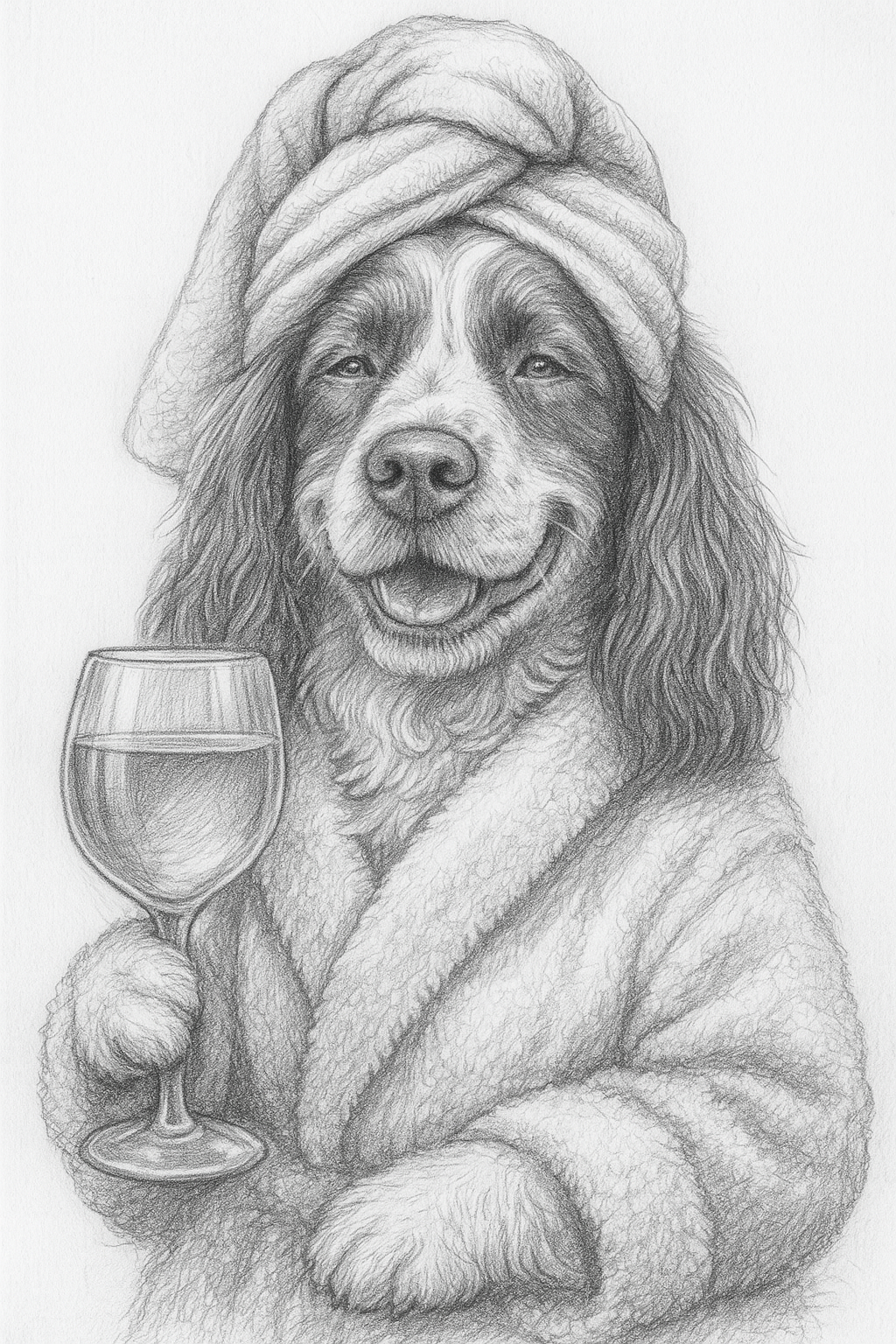 Pawse & Unwind – Spa Day Pet Pencil Portrait