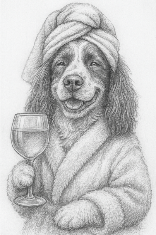 Pawse & Unwind – Spa Day Pet Pencil Portrait