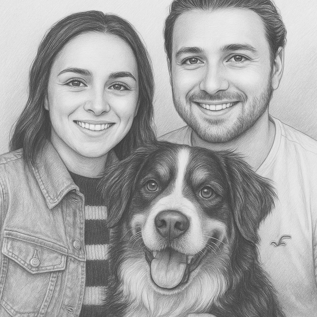 🐾 “Man’s Best Friend” Custom Pencil Portrait – Human & Dog Artwork