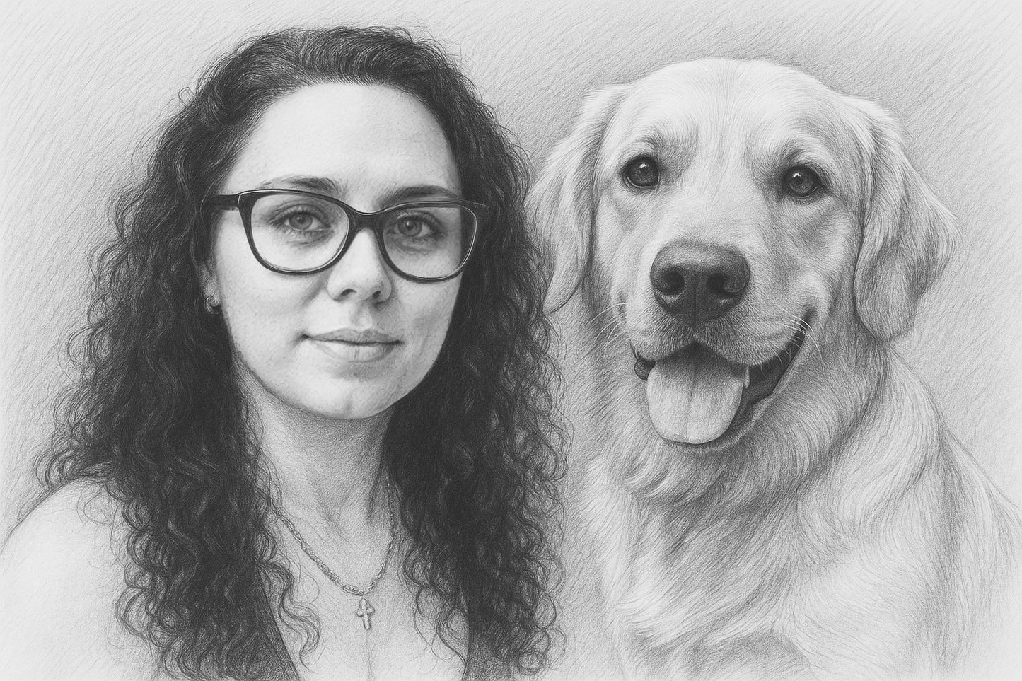 🐾 “Man’s Best Friend” Custom Pencil Portrait – Human & Dog Artwork