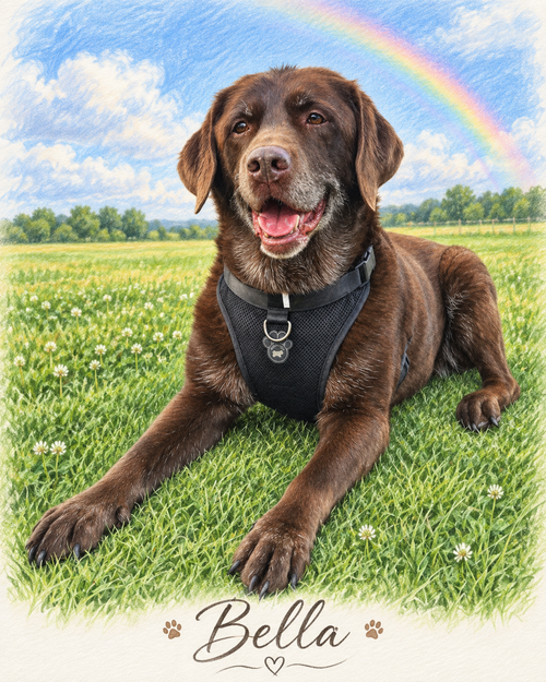Colour Rainbow pencil style portrait