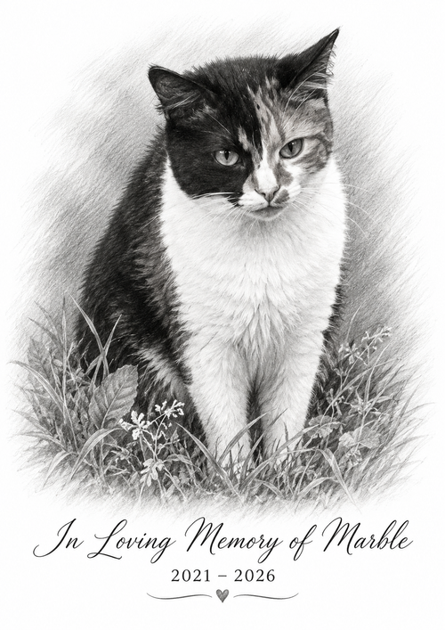 Forever in Our Hearts – Custom Memorial Pet Pencil Portrait