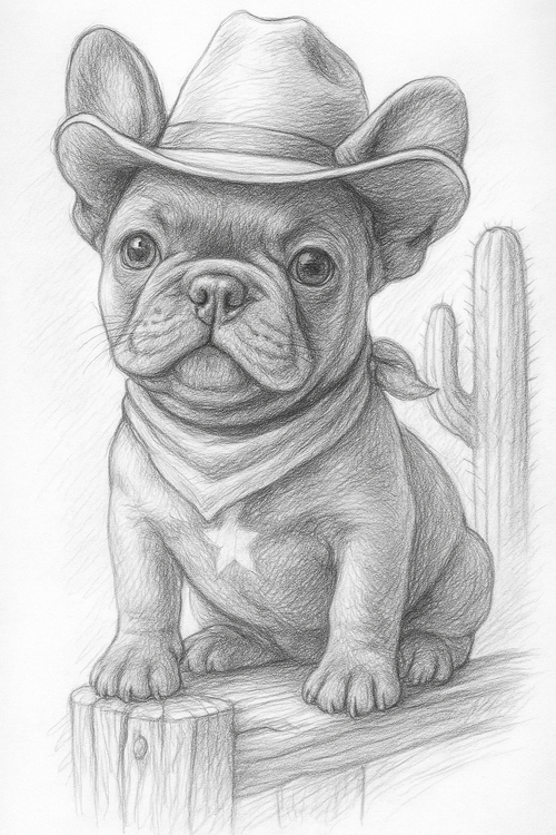 Cowboy Pet Portrait | Western Dog Art