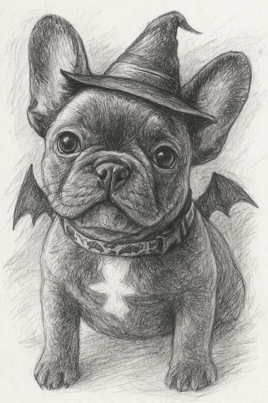 Spooky Paws – Custom Halloween Pet Pencil Portrait