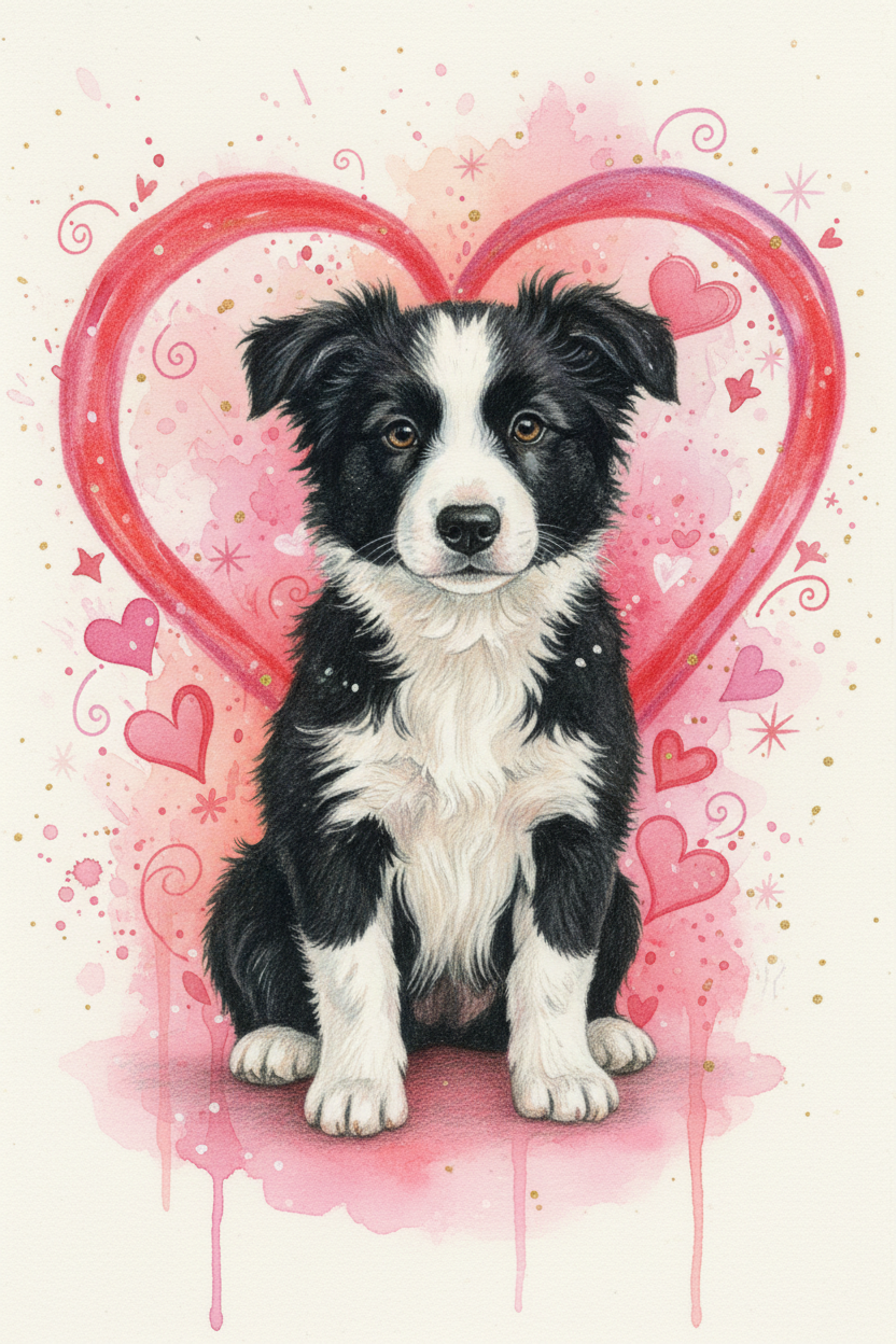Valentine Splash Pet Portrait | Colorful Love Art