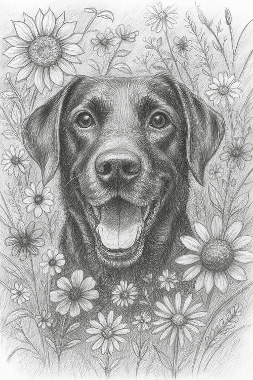 Floral Pet Portrait | Wildflowers & Paws Art