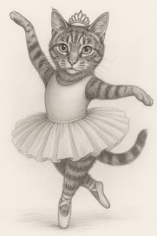 Tutu Cute – Ballerina Pet Drawing in Pencil Style